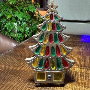 Stained Glass Christmas Tree Tea light Holder